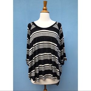 Free People Black and White Striped Jersey Tee